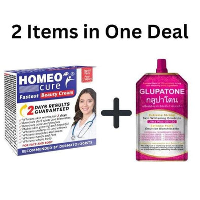 2-in-1 GLUPATONE Whitening Emulsion with Homeo Cure Cream (Pack of 2)
